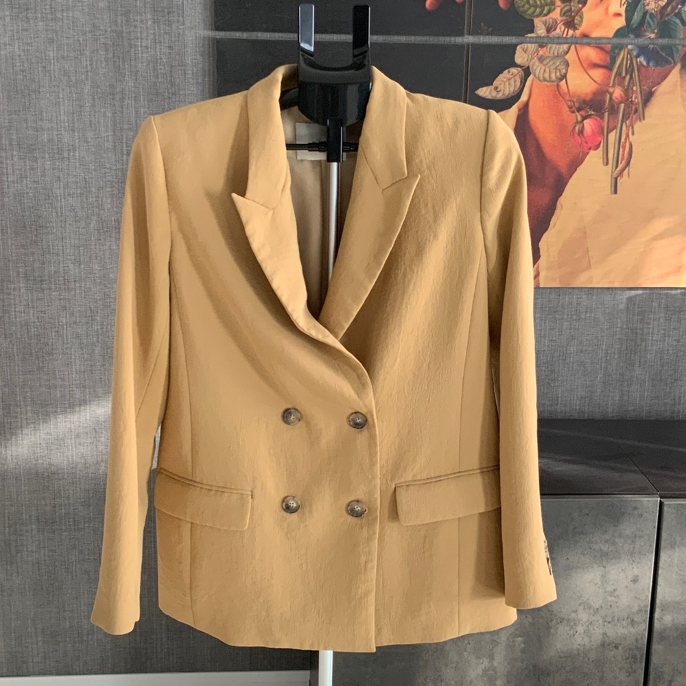 Wilfred Tan Oversized Double-Breasted crepette Blazer - 6